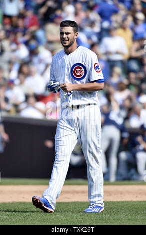 Chicago Cubs' Kris Bryant stands on the field during batting practice ...