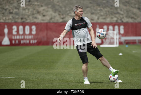Chicago Fire Bastian Schweinsteiger trains with the team during the practice session at Toyota Park Practice Field on April 25, 2017 in Bridgeview, Ill. Photo by Kamil Krzaczynski/UPI Stock Photo