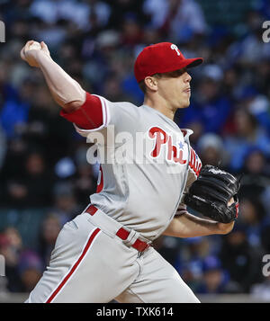 Philadelphia Phillies starting pitcher Jeremy Hellickson pitches against the Chicago Cubs during the first inning at Wrigley Field on May 2, 2017 in Chicago. Photo by Kamil Krzaczynski/UPI Stock Photo