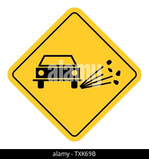 Gravel traffic sign isolated on white background Stock Vector