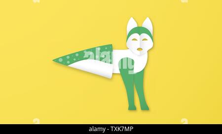 Wildlife animals with manipulation in ice cream concept. Minimalism deign in paper cut and craft style. Art digitalcraft for world environment day. Stock Vector