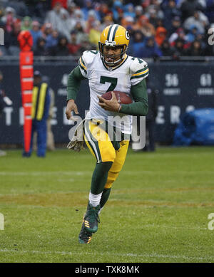 Green Bay Packers quarterback Brett Hundley (7) rushes against the Chicago Bears during the second half at Soldier Field in Chicago on November 12, 2017. Photo by Kamil Krzaczynski/UPI Stock Photo