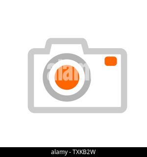 Camera icon, flat photo camera vector isolated. Modern simple snapshot photography sign. Stock Vector