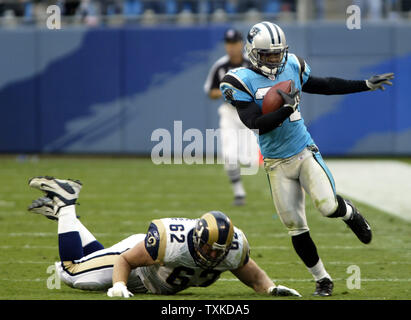 Carolina Panthers cornerback Richard Marshall (31) celebrates after his  second quarter sack of Tampa Bay Buccaneers quarterback Jeff Garcia (7) at  Bank of America Stadium on December 8, 2008 in Charlotte, North