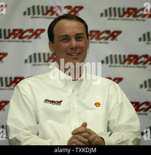 NASCAR driver Kevin Harvick answers questions during a press conference at the NASCAR Nextel Cup Media Tour during a stop at Richard Childress Racing in Welcome, N.C. on January 23, 2007.  (UPI Photo/Nell Redmond) Stock Photo