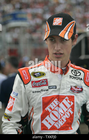 Rookie race car driver Joey Logano walks to his car during driver introductions for a qualifying race at the NASCAR Sprint All-Star Race at Lowe's Motor Speedway in Concord, North Carolina on May 16, 2009. (UPI Photo/Nell Redmond) Stock Photo