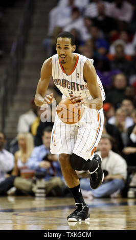 Charlotte Bobcats guard Shaun Livingston brings the ball upcourt against the Miami Heat in an NBA basketball game in Charlotte, North Carolina on January 3, 2011. Miami won 96-82.   UPI/Nell Redmond Stock Photo