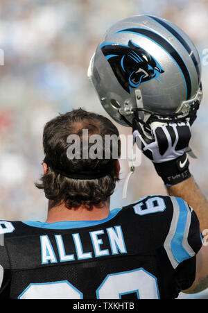 A Carolina Panthers helmet is shown during an NFL football game in  Charlotte, N.C., Sunday, Sept. 13, 2009. (AP Photo/Nell Redmond Stock Photo  - Alamy