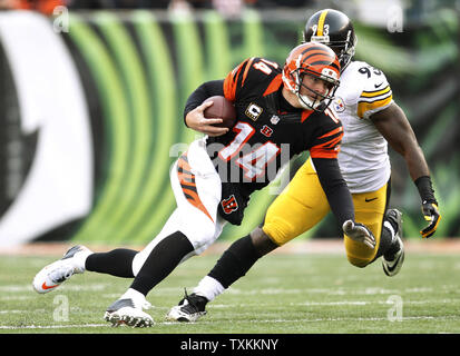 Pittsburgh Steelers Jason Worilds runs with New York Jets Michael Vick who  scrambles out of the pocket in the first half in week 10 of the NFL season  at MetLife Stadium in