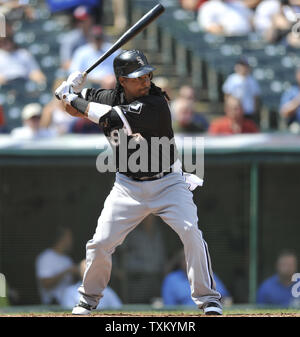 Chicago White Sox designated hitter Manny Ramirez bats during a baseball  game against the Cleveland Indians at Progressive Field in Cleveland on  Wednesday, September 1, 2010. UPI/David Richard Stock Photo - Alamy