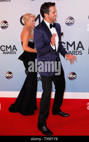 Luke Bryan arrives on the red carpet at the 47th Annual Country Music Awards at the Bridgestone Arena in Nashville, November 6, 2013. UPI/Terry Wyatt Stock Photo