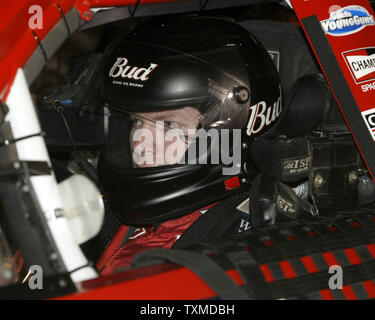 Dale Earnhardt Jr sits in his car prior to the running of the NASCAR Pepsi 400 , at Daytona International Speedway in Daytona Beach,  Florida, on July 2, 2005.  (UPI Photo/Michael Bush) Stock Photo