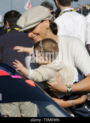 Jeff Gordon's wife, Ingrid Vandebosch and daughter Ella Sophia attend