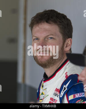 NASCAR driver Dale Earnhardt Jr. during practice for the NASCAR Sprint Cup Series  at Daytona International Speedway in Daytona Beach, Florida, February 20, 2013. UPI/Mark Wallheiser Stock Photo