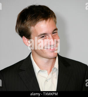 French actor Gregoire Leprince-Ringuet arrives for a photocall at the 33rd American Film Festival of Deauville in Deauville, France on September 2, 2007.  Leprince-Ringuet is in Deauville with his film 'La Vie d'Artiste'.   (UPI Photo/David Silpa) Stock Photo