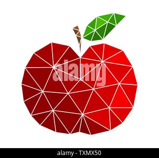 Red apple, low poly geometric shape icon. Vector illustration Stock Vector
