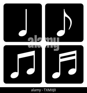 White Musical symbols set on dark background Stock Vector