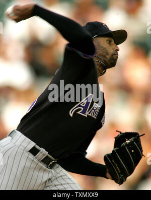 Arizona Diamondbacks starting pitcher Miguel Batista strikes out Los  Angeles Dodgers' Paul Lo Duca to end the fourth inning Friday July 4, 2003,  in Los Angeles. (AP Photo/Danny Moloshok Stock Photo - Alamy