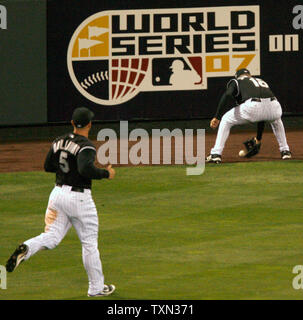 Colorado Rockies left fielder Matt Holliday waits for batting practice at  the World Series game three at Coors Field in Denver on October 27, 2007.  (UPI Photo/Gary C. Caskey Stock Photo - Alamy