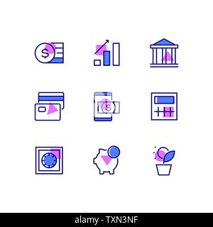 Business and finance - line design style icons set Stock Vector
