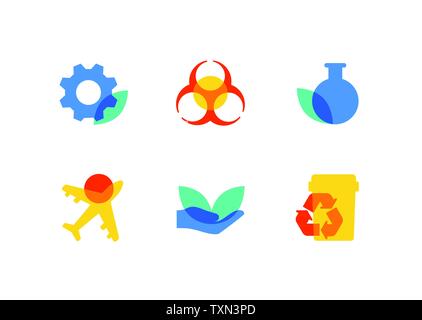 Eco lifestyle - flat design style icons set Stock Vector