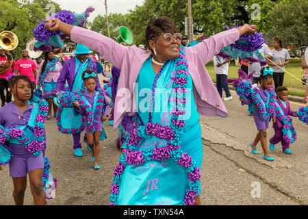 New Orleans, Louisiana - The Original Big Seven/Mother's Day Second Line Parade. Stock Photo