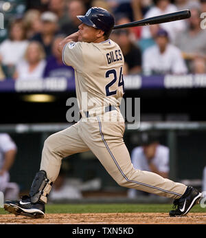 San Diego Padres right fielder Brian Giles hits a grand slam home run in  the 4th inning to win the game against the New York Mets at Petco Park in  San Diego