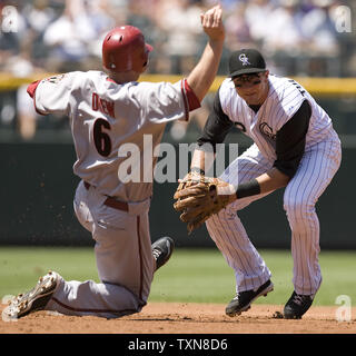 Colorado Rockies' Troy Tulowitzki at bat during Game 4 of the baseball  World Series Sunday, Oct. 28, 2007, at Coors Field in Denver. (AP  Photo/David J. Phillip Stock Photo - Alamy