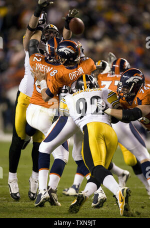 18 October 2009: Pittsburgh Steelers linebacker James Harrison (92) after  recovering a Cleveland Browns fumble during the NFL football game between  the Cleveland Browns and Pittsburgh Steelers at Heinz Field in Pittsburgh