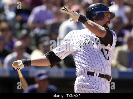 Colorado Rockies' Todd Helton at bat during Game 4 of the baseball World  Series Sunday, Oct. 28, 2007, at Coors Field in Denver. (AP Photo/Jack  Dempsey Stock Photo - Alamy