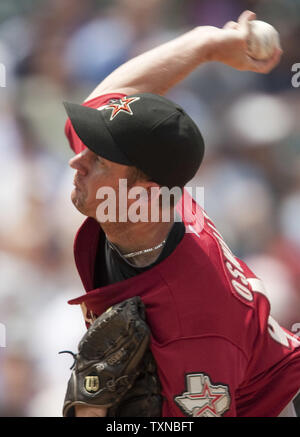 Houston Astros pitcher Roy Oswalt throws against the Colorado Rockies at Coors Field on June 10, 2010 in Denver.    UPI/Gary C. Caskey Stock Photo