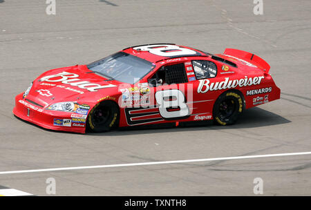 Dale Earnhardt, Jr. drives his Budweiser Chevrolet in third lap of the Citizens Bank 400 at the Michigan International Speedway in Brooklyn, Michigan on June 17, 2007.  (UPI Photo/Scott R. Galvin) Stock Photo