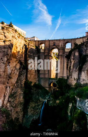 the famous stone bridge over the gorge of tajo in Ronda, Andalusia ...