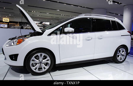 Ford displayed the new Focus C-Max at the 2011 North American International Auto Show at the Cobo Center in Detroit, January 11, 2011. UPI Photo/Mark Cowan Stock Photo