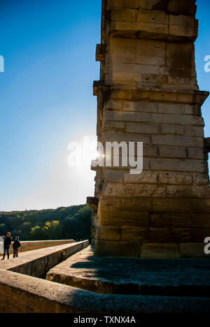 The Column of Pont de Gard in Provence Stock Photo