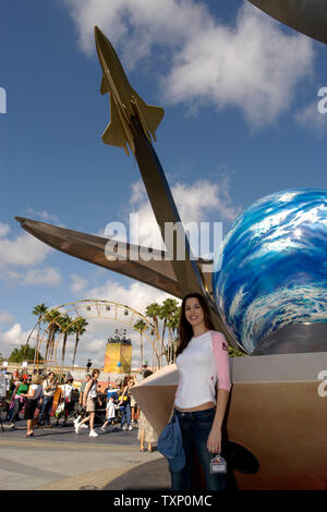 Disney actress Christy Carlson Romano visits 'Mission Space,' during the opening day dedication ceremonies of the newest attraction at EPCOT CENTER at Walt Disney World, Orlando, Fla., on October 9, 2003. (UPI MARINO / CANTRELL) Stock Photo