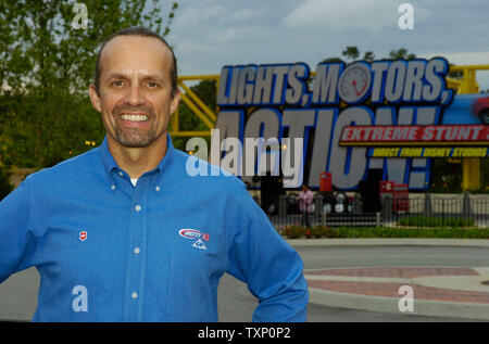 Racecar driver, Kyle Petty, is on hand for the opening dedication of Walt Disney World's newest attraction at MGM Studios near Orlando, FL on May 4, 2005, the  'Lights, Motors, Action, Extreme Stunt Show'.   (UPI Photo/Marino/Cantrell) Stock Photo
