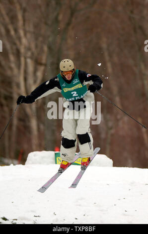 Dale Begg-Smith of Australia takes the Gold Medal at the Men's Mogul FIS World Cup Skiing Competition on January 20, 2006 at Whiteface Mountain in Lake Placid, NY. (UPI Photo/Ed Wolfstein)  CORRECTED CAPTION Stock Photo