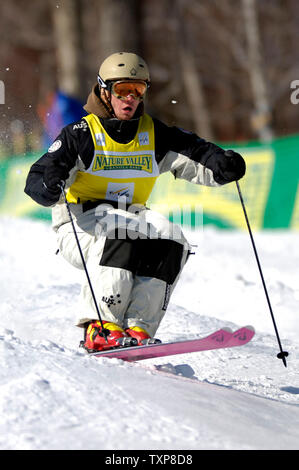 Dale Begg-Smith of Australia takes his second consecutive Gold Medal at the Men's Mogul FIS World Cup Skiing Competition on January 22, 2006 at Whiteface Mountain in Lake Placid, NY. (UPI Photo/Ed Wolfstein) Stock Photo