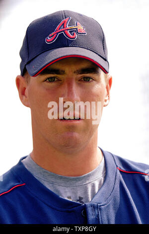 Atlanta Braves first baseman Adam LaRoche awaits his turn in the batting cage prior to a Spring Training game against the St. Louis Cardinals at The Ballpark at Disney's Wide World of Sports in Orlando, Florida, on March 13, 2006. The Cardinals defeated the Braves 9-0 in Grapefruit League play.  (UPI Photo/Ed Wolfstein) Stock Photo