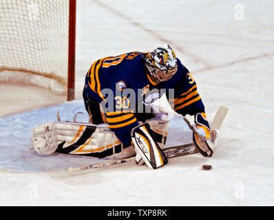 Buffalo Sabres goalie Ryan Miller (30) make a stick save in the first period against the Montreal Canadiens at the Bell Centre in Montreal, Canada on December 9, 2006. (UPI Photo/Ed Wolfstein) Stock Photo