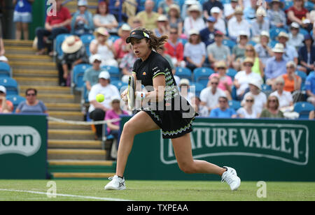 Eastbourne, UK. 25 June 2019 Great Britain's Johanna Konta in action against Maria Sakkari of Greece on day four of the Nature Valley International at Devonshire Park. Credit: James Boardman / TPI / Alamy Live News Stock Photo