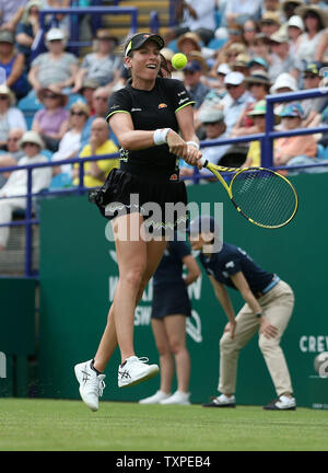 Eastbourne, UK. 25 June 2019 Great Britain's Johanna Konta in action against Maria Sakkari of Greece on day four of the Nature Valley International at Devonshire Park. Credit: James Boardman / TPI / Alamy Live News Stock Photo