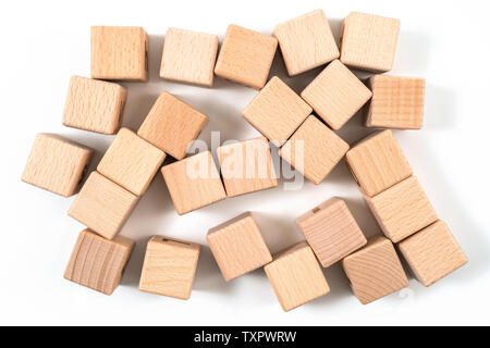 Wooden toy blocks isolated on white background. Clipping path included. Stock Photo