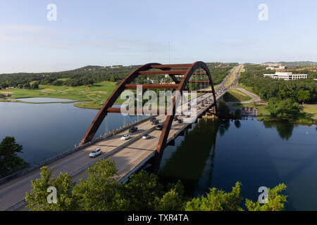 Pennybacker Bridge on a clear blue sky day in Austin Texas Stock Photo