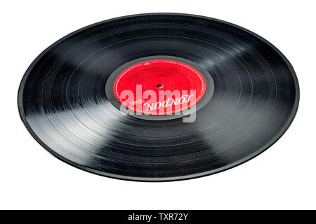 Vinyl long playing record on white background Stock Photo