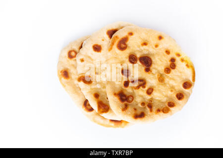 Food concept Homemade yogurt Naan isolated on white background Stock Photo