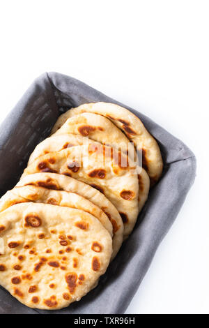 Food concept Homemade yogurt Naan isolated on white background Stock Photo