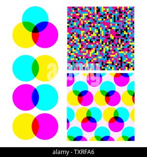 Cmyk Subtractive Mixed Color Model Set Vector Stock Vector