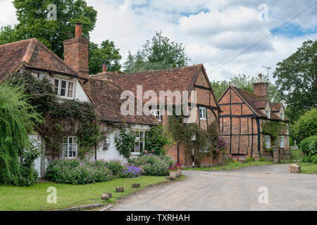 Period cottages in Turville village in the chilterns. Buckinghamshire, England. Stock Photo